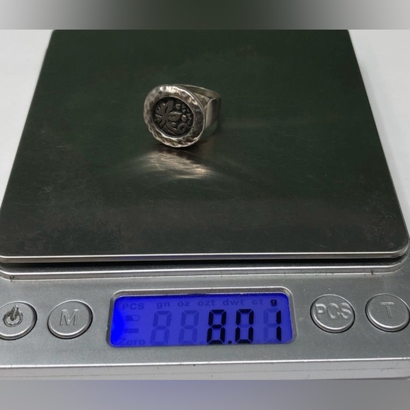 Vintage Silpada Hammered Sterling Silver Coin Leaf Ring - Picture 6 of 10